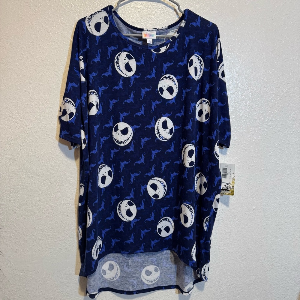 LuLaRoe Irma Disney Jack Skellington Shirt Tunic High Low Size Large New